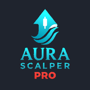Logo of Aura Scalper Pro with a stylized droplet and person icon on a white background.