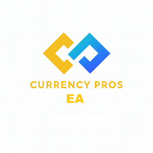 Logo of Currency Pros EA with yellow and blue design on a white background