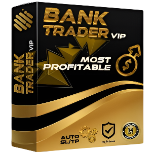 Box labeled 'Bank Trader VIP' with gold and black design on a white background