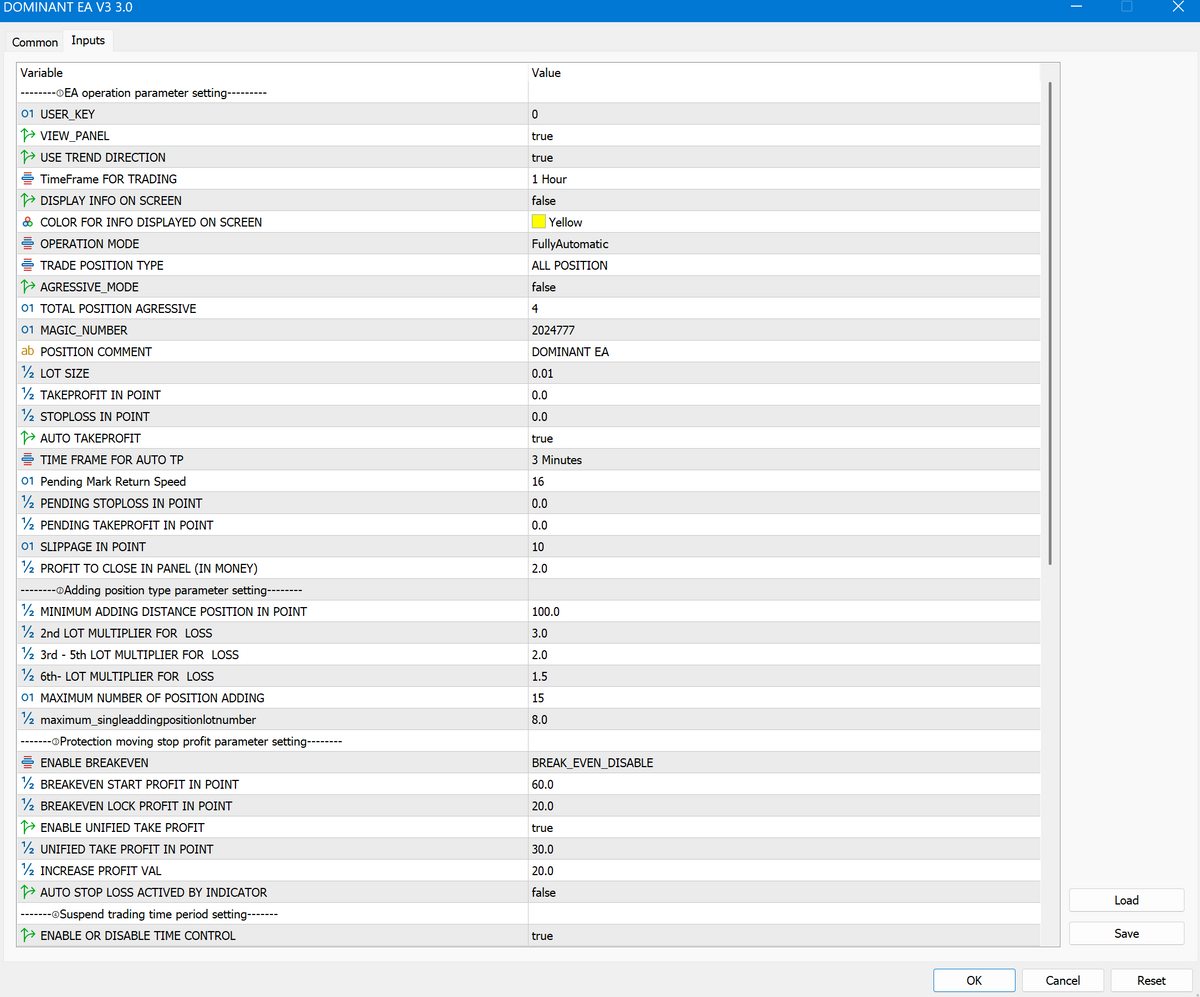 Dominant EA V3.0 MT5 NO DLL+Sets