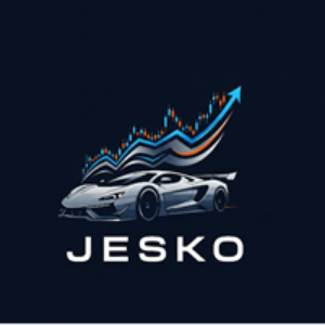 Car logo with 'Jesko' text on a dark background
