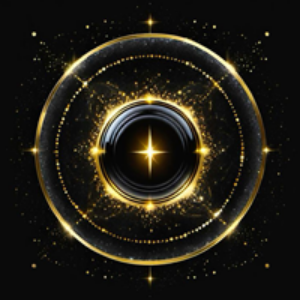 Radiant circular design with a star-like center on a dark background