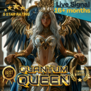 Promotional graphic for 'Quantum Queen' with a fantasy character and text about live signal and age rating.