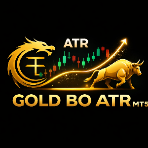 Logo with gold dragon and bull, ATR text, and 'Gold BO ATR MTS' text on a black background
