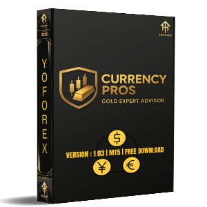 Black and gold box for Currency Pros Gold Expert Advisor on a white background