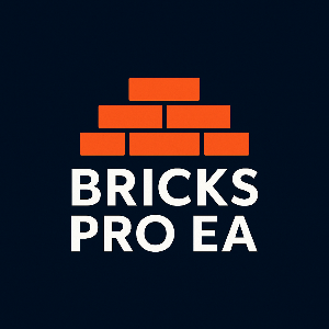 Logo of BRICKS PRO EA with orange bricks on a black background