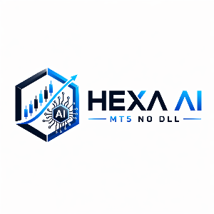 Hexa AI logo with technical graphics on a white background