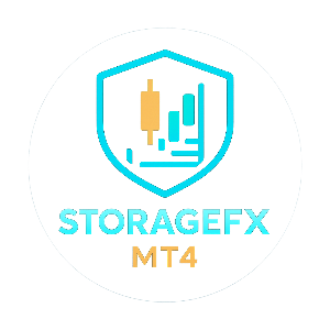 Logo of STORAGEFX MT4 with blue and orange design on a white background