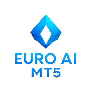 EURO AI MT5 logo with a blue diamond shape on a white background