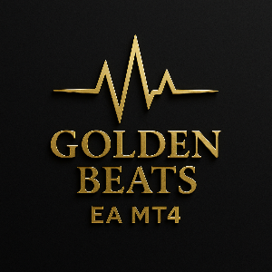 Gold 'Golden Beats EA MT4' logo on a black background