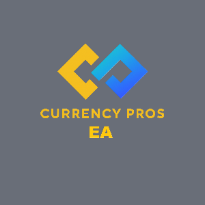 Logo of Currency Pros EA with yellow and blue design on a white background
