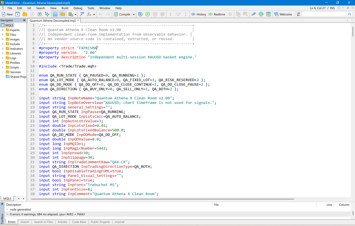 Quantum Athena V2.0 MT5 [SOURCE CODE]