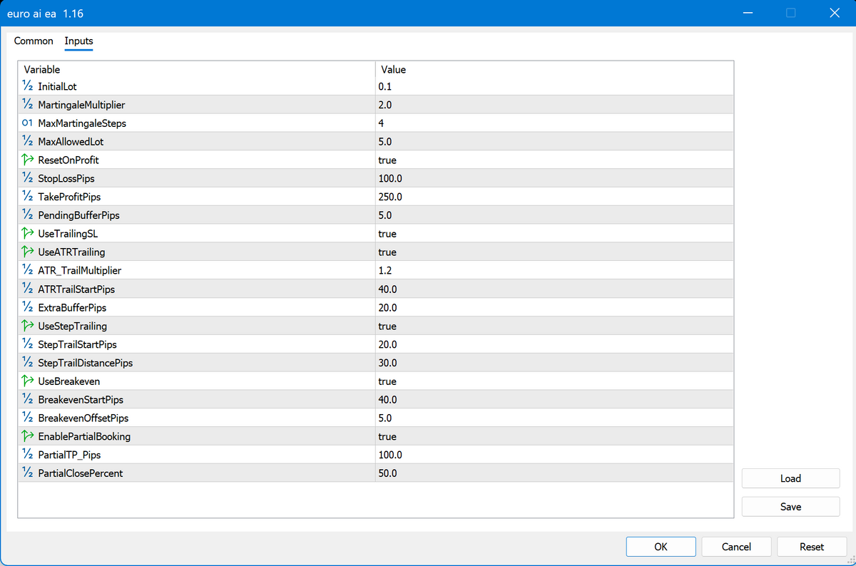 EURO AI EA V1.6 MT5 NO DLL