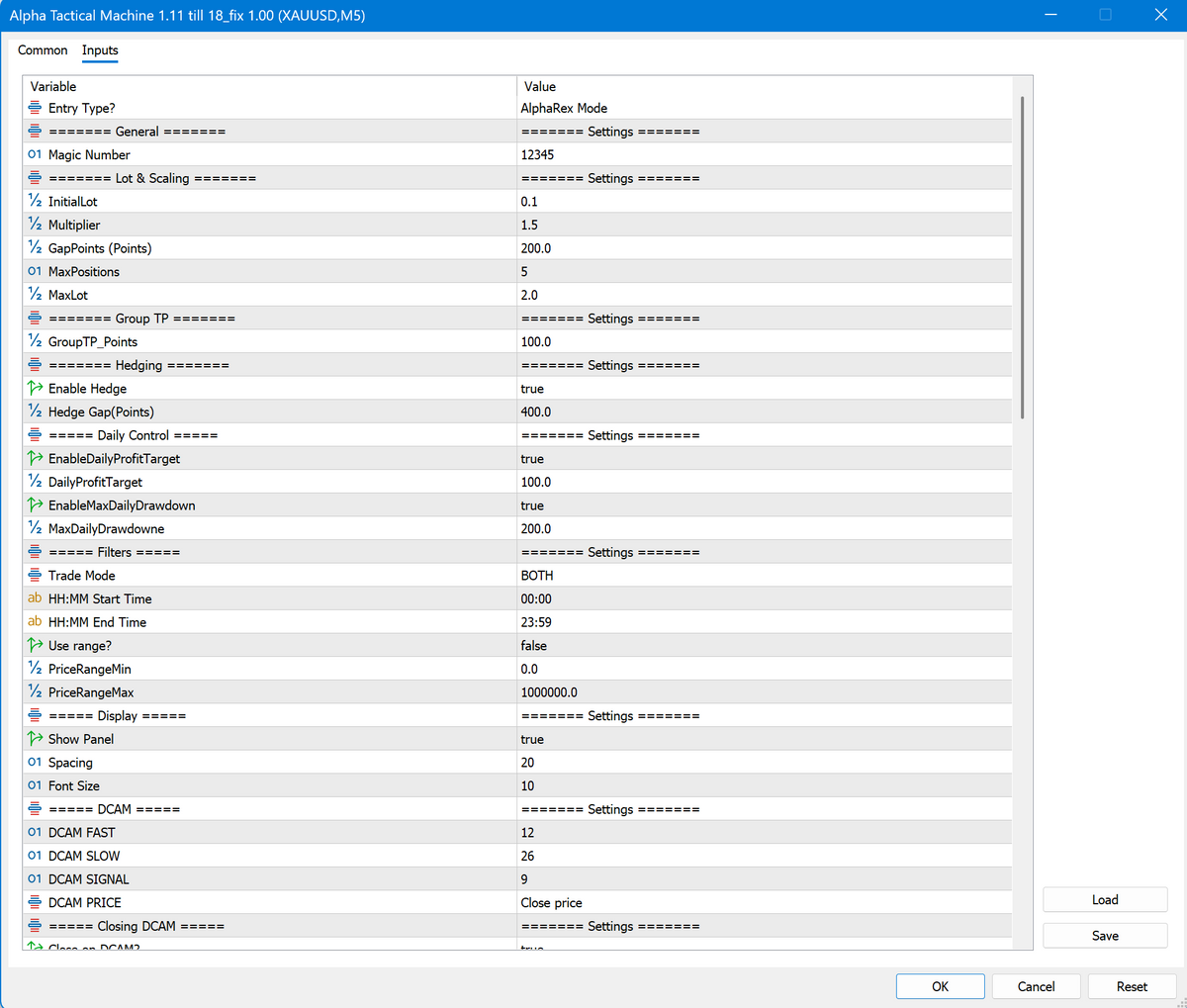 Alpha Tactical Machine V1.11 MT5 NO DLL