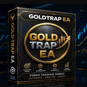 Gold Trap EA packaging with branding and features on a dark background