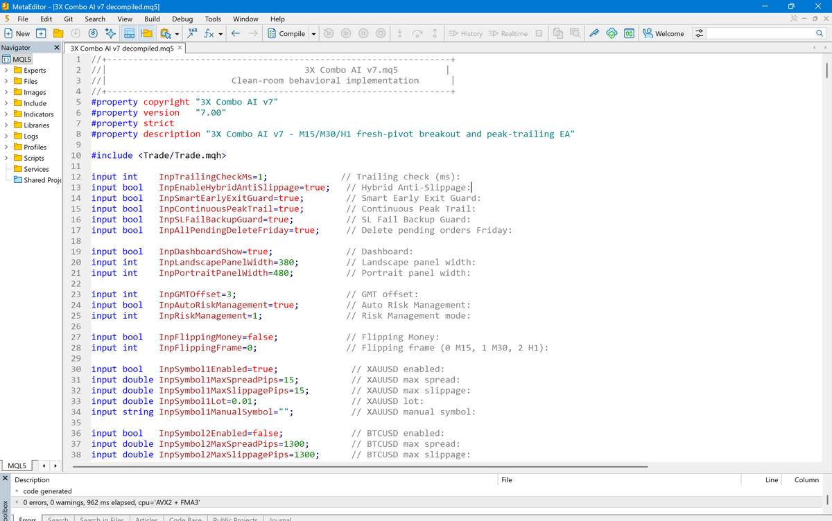 3XComboAI V7.0 MT5 [SOURCE CODE]