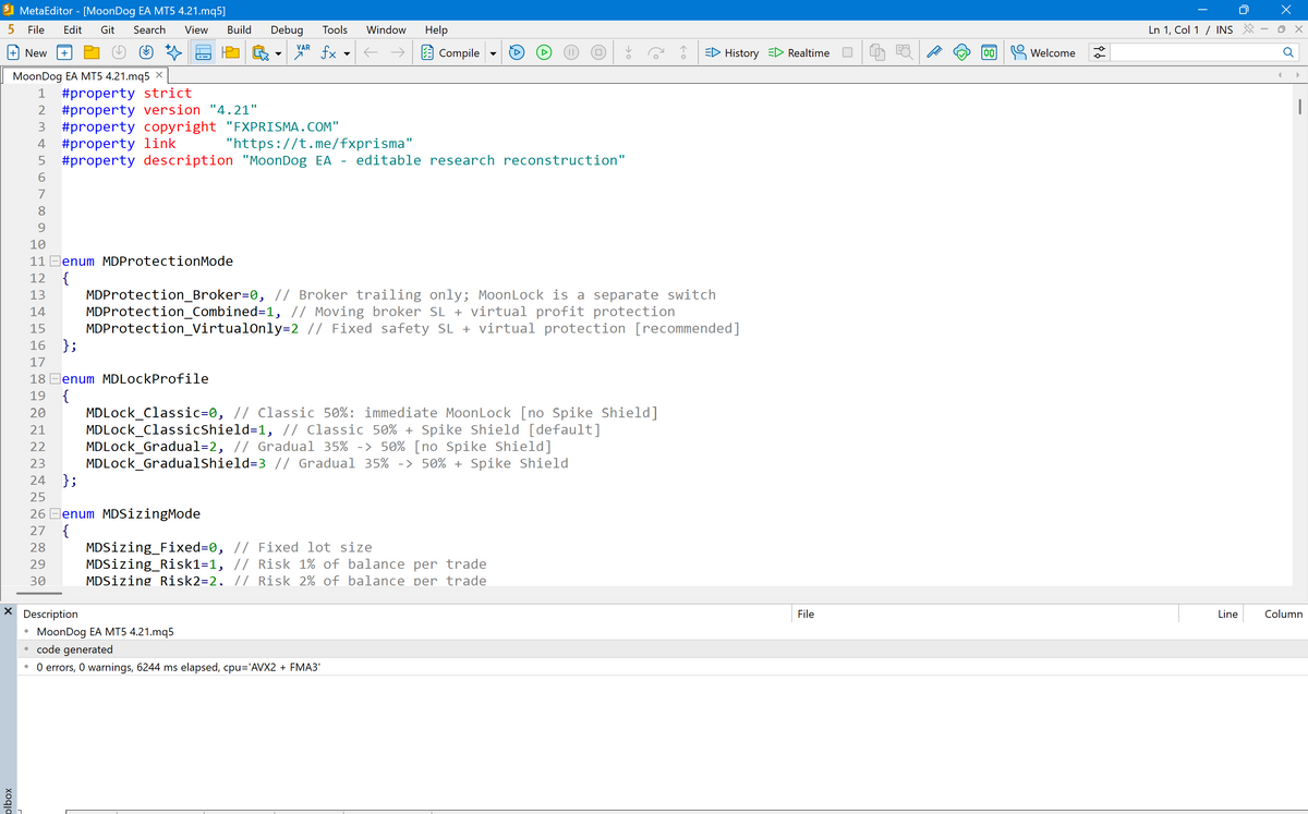 MoonDog EA V4.21 MQ5 [SOURCE CODE]