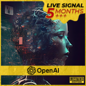 Promotional graphic for OpenAI with a futuristic design and text indicating 'Live Signal 5 Months' and 'Restricted'.