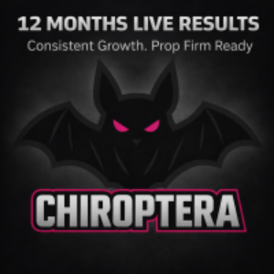 Black bat with red eyes on a dark background with 'Chiroptera' branding.