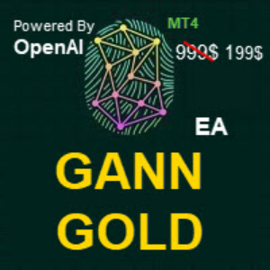 Advertisement for GAN Gold EA with OpenAI logo and price range on a dark green background