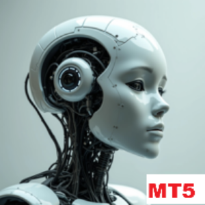 Robot with a detailed head and mechanical components, featuring the text 'MT5'.