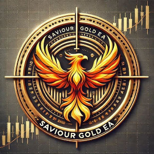 Logo with a phoenix design and 'Saviour Gold EA' text on a dark background
