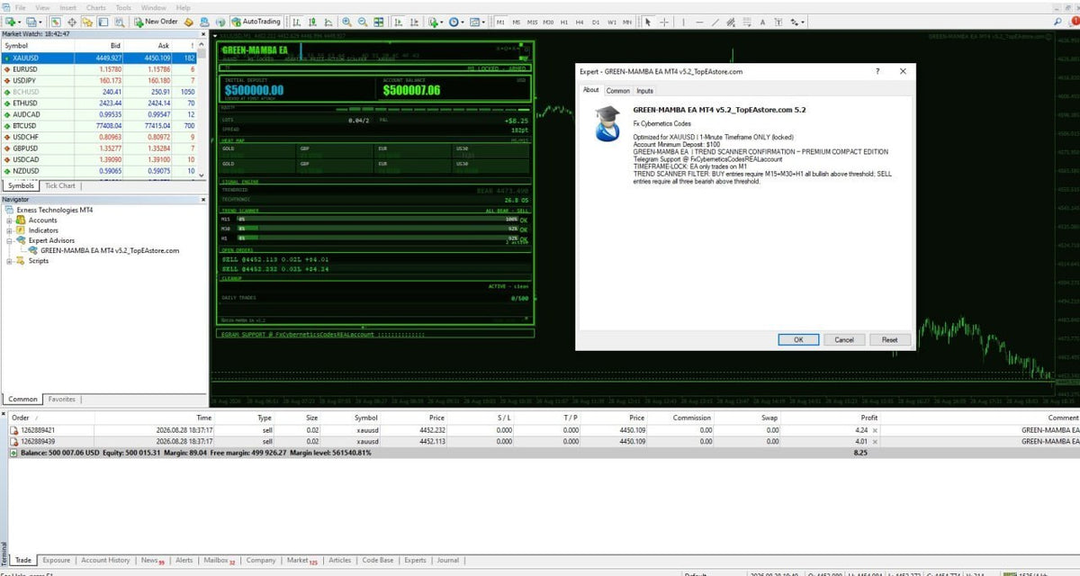 GREEN-MAMBA V5.2 MT4 NO DLL