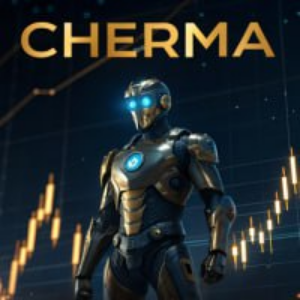 Robotic figure with 'CHERMA' branding against a dark background with light effects